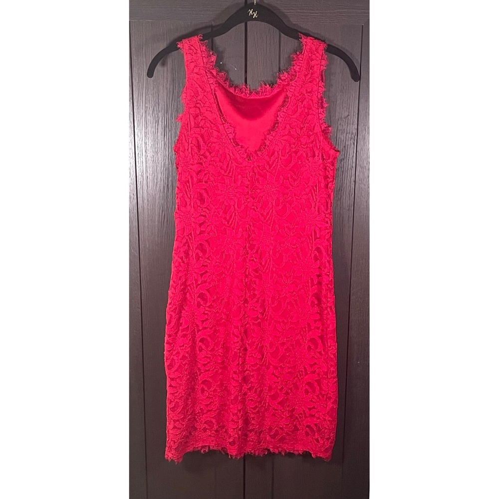 Jump Apparel Wendye Chaitin Red Floral Lace Sleeveless V-Neck Sheath Dress 2